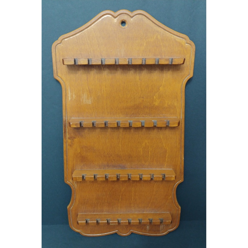 Vintage Wood Spoon Collection Rack Necklace Jewelry Holder 32 Slots Nice